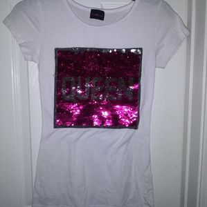 pink and white sequin shirt